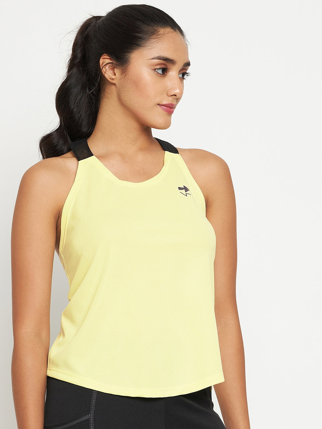 Women’s Halter Neck Sleeveless Top – Butter yellow, Open Back Design
