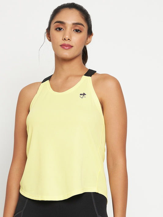 Women’s Halter Neck Sleeveless Top – Butter yellow, Open Back Design